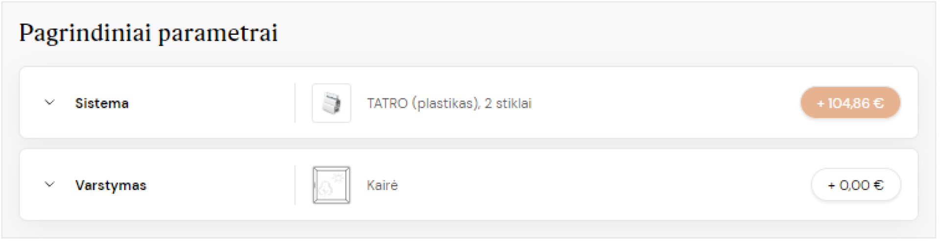 pagrindiniai parametrai